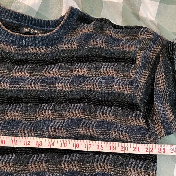 Vintage Britches Chenille Sweater Mens L Stripe Grandpa 90s Knit - Picture 7 of 8